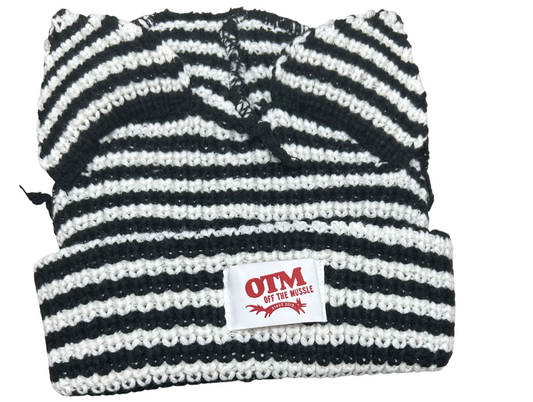 Black/White striped OTM Beanie